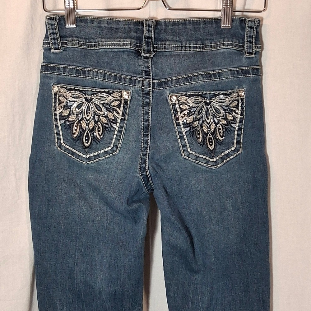 Gemma Rae Bootcut Jeans Womens 5/27 Blue Embroidered Rhinestone Y2K
